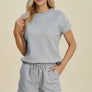 Double Take Full Size Texture Short Sleeve Top and Shorts Set