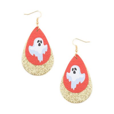 Two Tone Halloween Ghost Teardrop Dangle Earring