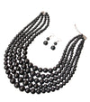 Midnight Black 5 Strand Graduated Pearl Necklace