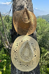 Wide brim gambler sun hat in handwoven  straw with