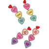 3-Tier Conversation Hearts Seed Bead Handmade Embroidery Jeweled Drop Earrings
