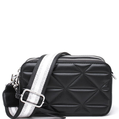 DIONA J WOMEN'S STYLISH CUSHION QUILT ZIPPER CROSSBODY BAG COLOR BLACK