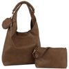 3IN1 SMOOTH HOBO BAG WITH CROSSBODY AND COIN PURSE SET DARK BROWN