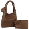 3IN1 SMOOTH HOBO BAG WITH CROSSBODY AND COIN PURSE SET COLOR BROWN