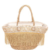 STRAW FRINGE TOTE BAG COLOR BROWN