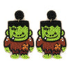 Halloween Seed Bead Frankenstein Statement Earring