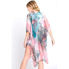 DIONA J WATERCOLOR MIX PRINT KIMONO CARDIGAN COLOR GREEN