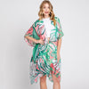 DIONA J HAND DRAWN TROPICAL LEAVES KIMONO ONE SIZE GREEN