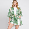 DIONA J TROPICAL MESH FRONT KNOT KIMONO COVER UP ONE SIZE GREEN