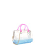 DIONA J TRENDY JELLY MULTI TONE SQUARE SHAPED HANDLE TOTE BAG COLOR CLEAR/BLUE