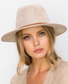 Vegan suede fedora with braided trim