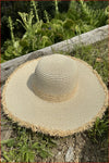 RAFFIA FRINGE FLOPPY SUN HAT