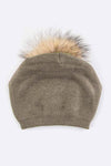 Raccoon Fur PomPom Pre-Sewed Slouchy Beanie