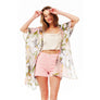 DIONA J FLORAL PRINTED SILKY KIMONO ONE SIZE COLOR BEIGE