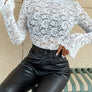 Mock Neck Long Sleeve Lace Top
