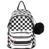 DIONA J CHECKERED POM POM HANDLE BACKPACK COLOR BLACK AND WHITE