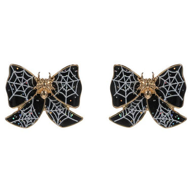 Halloween Spider W Enameled Bow Earring