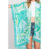 DIONA J WATERCOLOR GEOMETRIC PRINT KIMONO CARDIGAN ONE SIZE COLOR GREEN