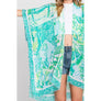 DIONA J WATERCOLOR GEOMETRIC PRINT KIMONO CARDIGAN ONE SIZE COLOR GREEN