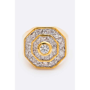 Diona J Octagon Crystal Unisex Gold Ring Size 9