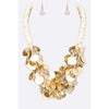 DIONA J LARGE SEQUINS STATEMENT NECKLACE SET GOLD