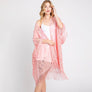 DIONA J FLORAL LACE KIMONO WITH TASSEL ONE SIZE COLOR PINK
