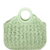 DIONA J STRAW ROUND HANDLE TOTE BAG COLOR GREEN