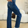 Judy Blue Full Size Mid Rise Distressed Raw Hem Jeans