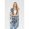 DIONA J ZEBRA PRINT KIMONO W/ TASSELS ONE SIZE COLOR BLACK