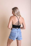 High Neck Crochet Lace Trim Bralette