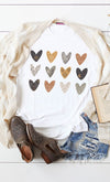 Boho Hearts Earthy Colors Graphic Tee