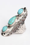 Bold Waterfall Turquoise Silver Fashion Ring