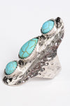 Bold Waterfall Turquoise Silver Fashion Ring