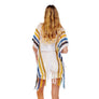 DIONA J MULTI COLOR STRIPE NET KIMONO ONE SIZE COLOR WHITE