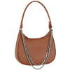 DIONA J SMOOTH CHAIN LINK DESIGN SHOULDER BAG COLOR BROWN