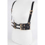 DIONA J PLUS SIZE PATENT LEATHER HARNESS BELT COLOR BLACK/GOLD