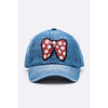 DIONA J SEQUINS BOW PATCH DENIM CAP COLOR BLACK/DENIM