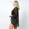 DIONA J DOT FOIL PRINT SHEER KIMONO ONE SIZE COLOR BLACK