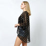 DIONA J DOT FOIL PRINT SHEER KIMONO ONE SIZE COLOR BLACK