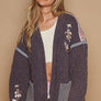 POL Embroidered Open Front Long Sleeve Jacket