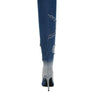 Eilish Rhinestones Knee High Denim Boots