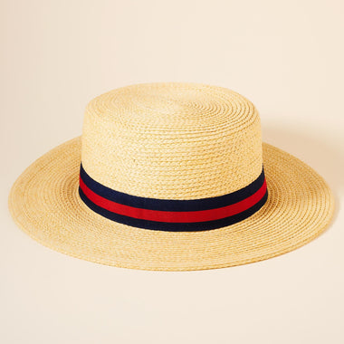 DIONA J STRAW BAND FLAT HEAD SUN HAT ONE SIZE COLOR NATURAL