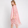 DIONA J FLORAL LACE KIMONO WITH TASSEL ONE SIZE COLOR PINK