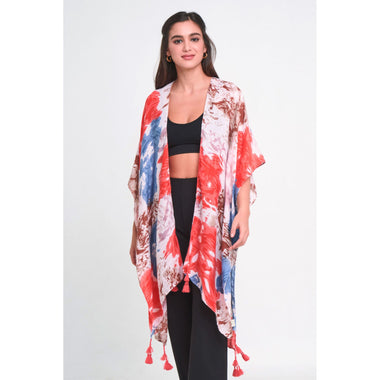 DIONA J WATERCOLOR FLORAL PRINT KIMONO ONE SIZE MULTICOLOR