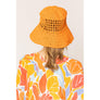 DIONA J SOLID STRAW BUCKET HAT ONE SIZE COLOR ORANGE