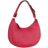 DIONA J WOMEN'S LEATHER TRENDY CURVED ROUND ZIPPER SHOULDER BAG COLOR FUCHSIA