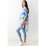 DIONA J ABSTRACT TIE-DYE PRINT KIMONO ONE SIZE COLOR BLUE