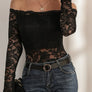 Off-Shoulder Long Sleeve Lace Top