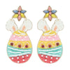 Diona J Happy Easter Bunny Ears Egg Seed Beaded Embroidery Earrings