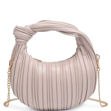 Diona J Women's Chic Texture Design Knot Handle Chain Crossbody Bag Natural